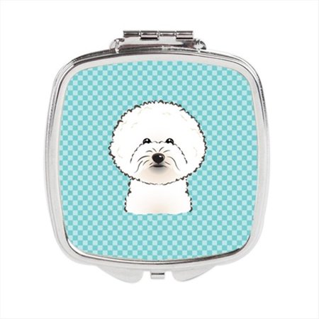 CAROLINES TREASURES Checkerboard Blue Bichon Frise Compact Mirror- 2.75 x 3 x .3 In. BB1155SCM